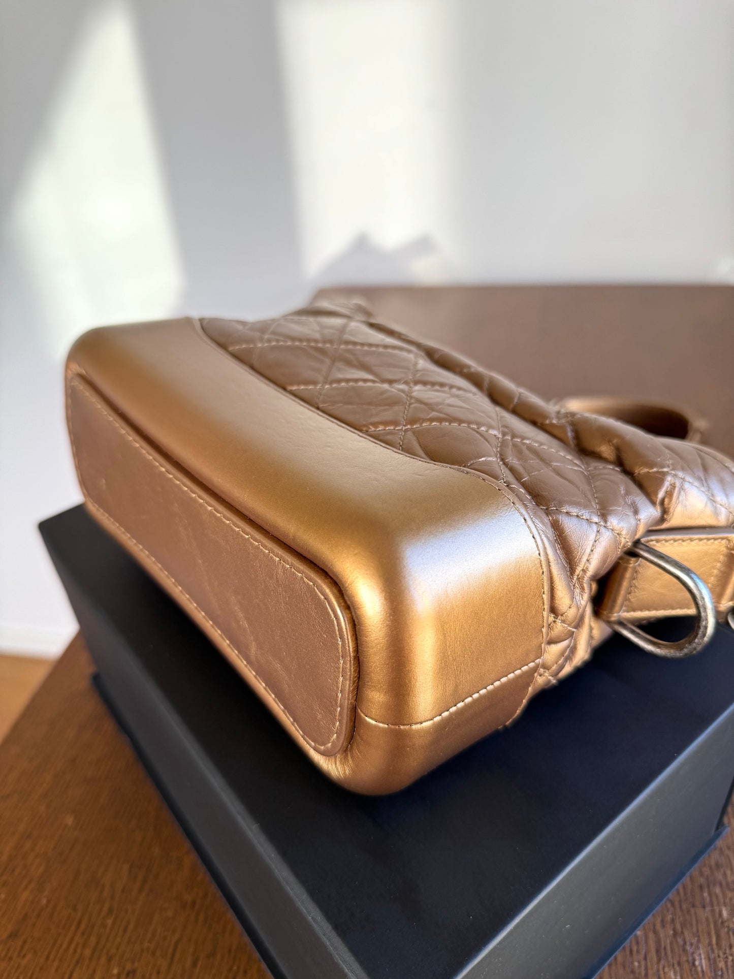 Pre-owned Chanel Gabrielle Small Bronze Leather Hobo Bag
