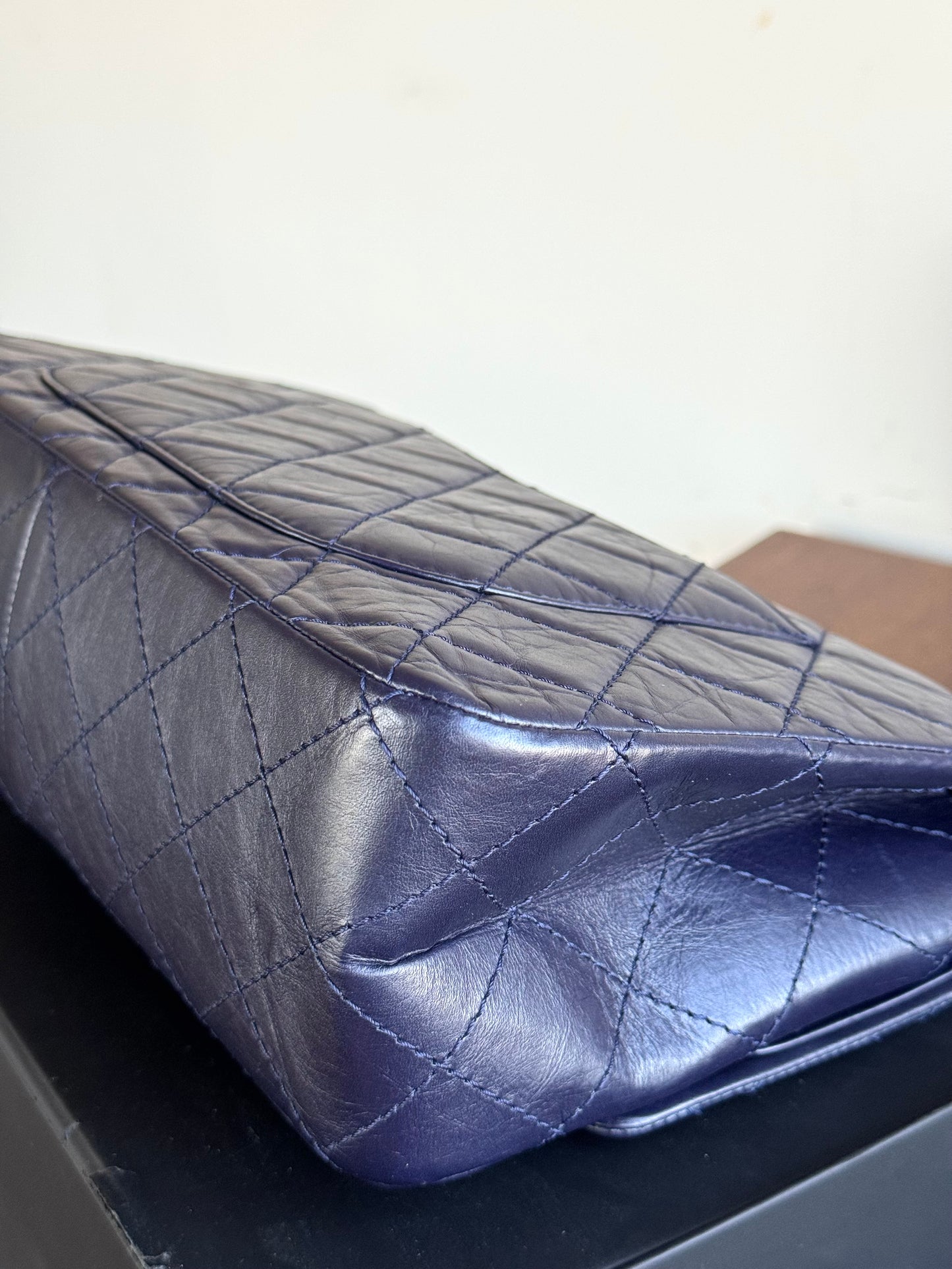 Pre-owned Chanel 2.55 Reissue Maxi 227 Purple Calfskin Flap Bag