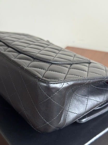 Pre-owned Chanel Timeless Classic Medium Black Lambskin Flap Bag
