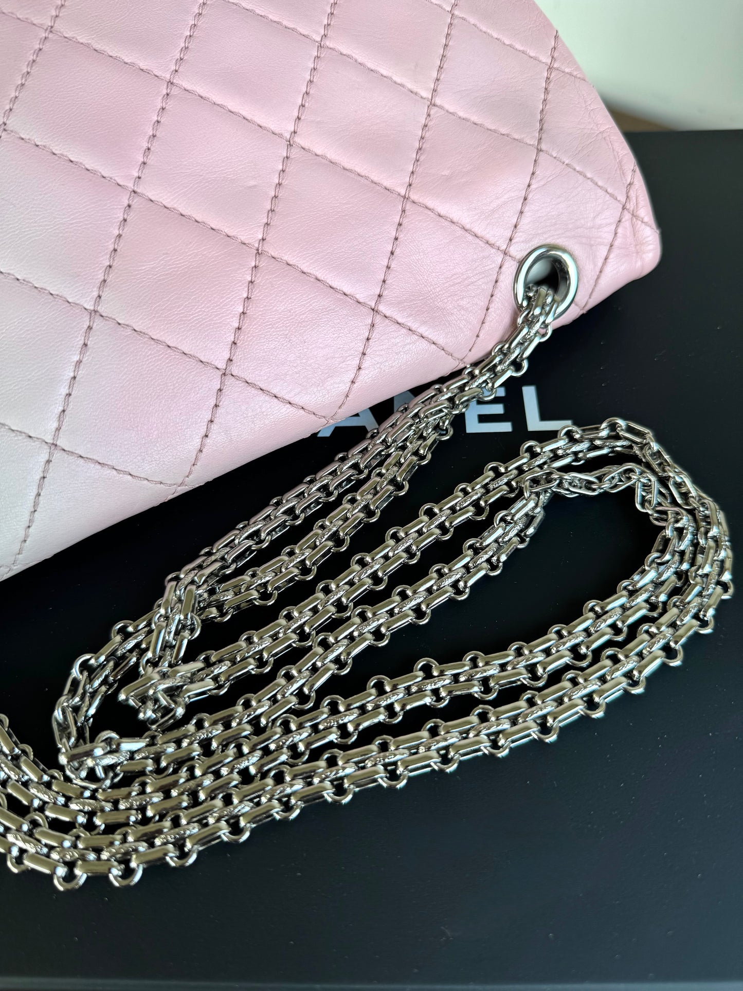 Pre-owned Chanel 2.55 Reissue Maxi 227 Rose Degrade Lambskin Flap Bag