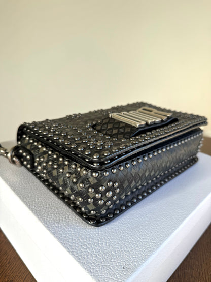Pre-owned Dior Dio(r)evolution Studded Black Leather Flap Bag