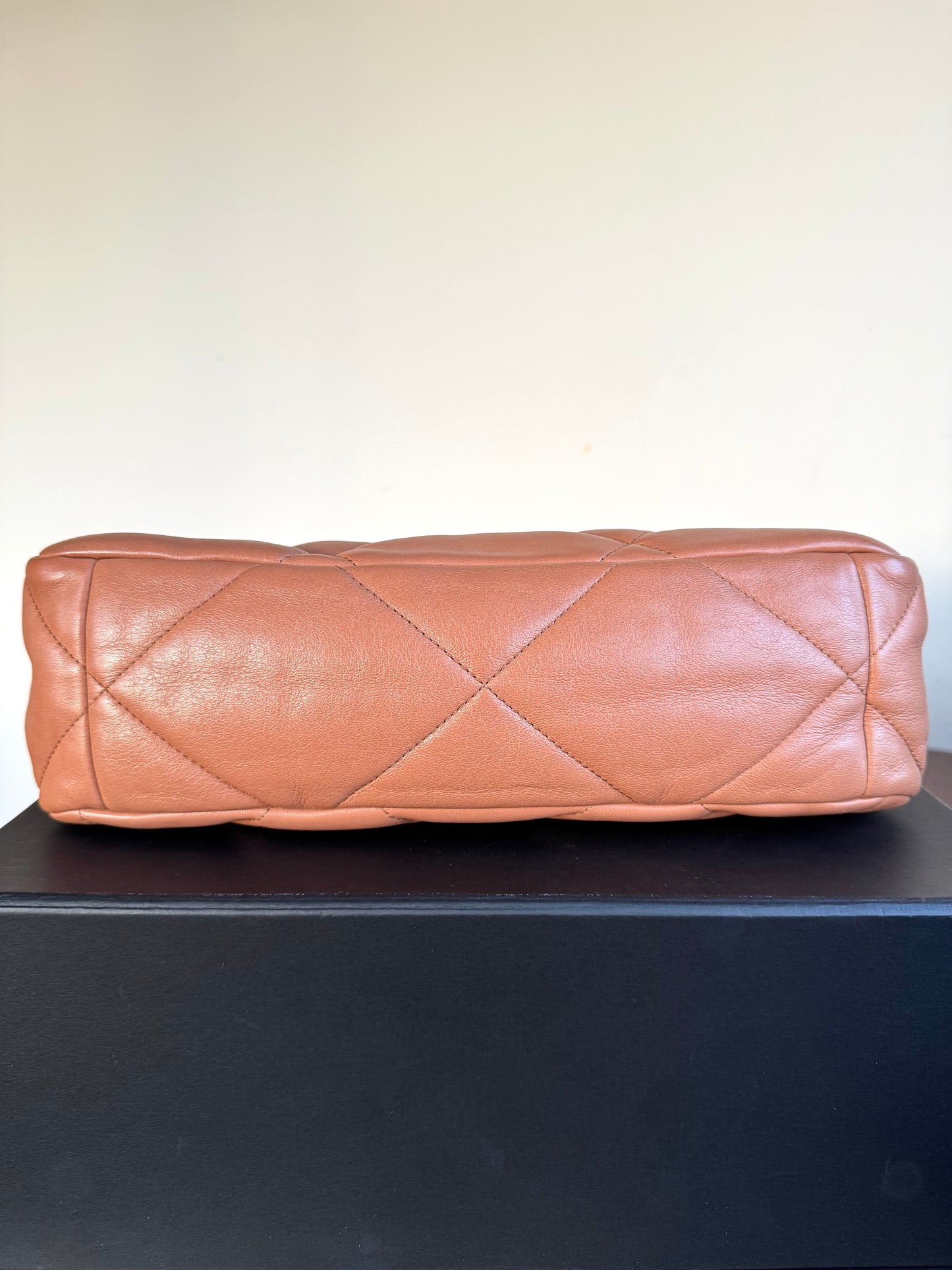 Pre-owned Chanel 19 Large Caramel Lambskin Flap Bag