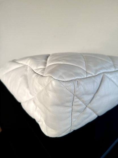Pre-owned Chanel 19 Maxi White Lambskin Flap Bag