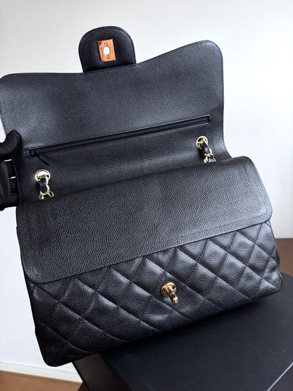 Pre-owned Chanel Timeless Classic Jumbo Black Caviar Flap Bag