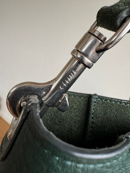 Pre-owned Céline Seau Sangle Small Dark Green Leather Tote Bag