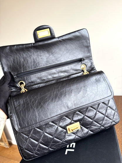 Pre-owned Chanel 2.55 Reissue Maxi 227 Black Calfskin Flap Bag