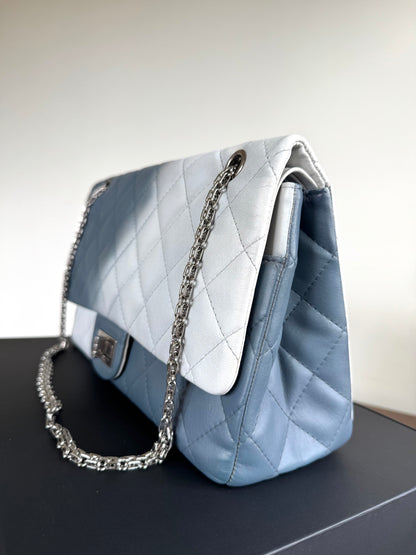 Pre-owned Chanel 2.55 Reissue Maxi 227 Misty Blue Degrade Lambskin Flap Bag
