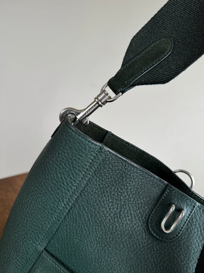 Pre-owned Céline Seau Sangle Small Dark Green Leather Tote Bag