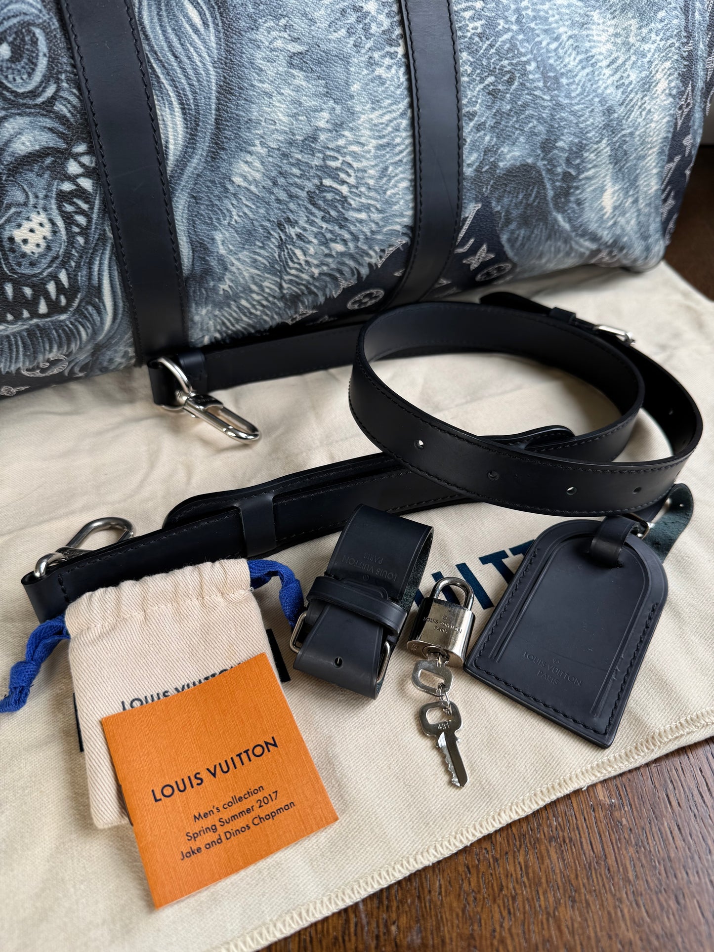 Pre-owned Louis Vuitton Chapman Brothers Keepall 55 Ink Lion Travel Bag