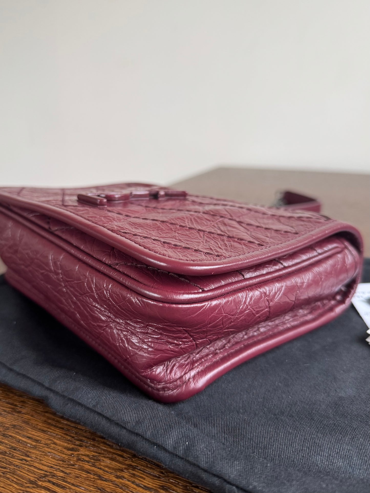Pre-owned Saint Laurent Niki Mini Burgundy Leather Flap Bag