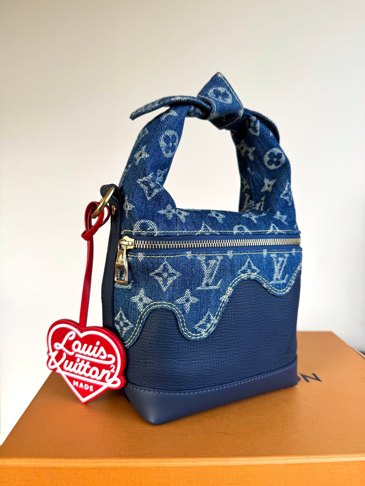 Pre-owned Louis Vuitton x Nigo Monogram Blue Denim Japanese Cruiser Bag