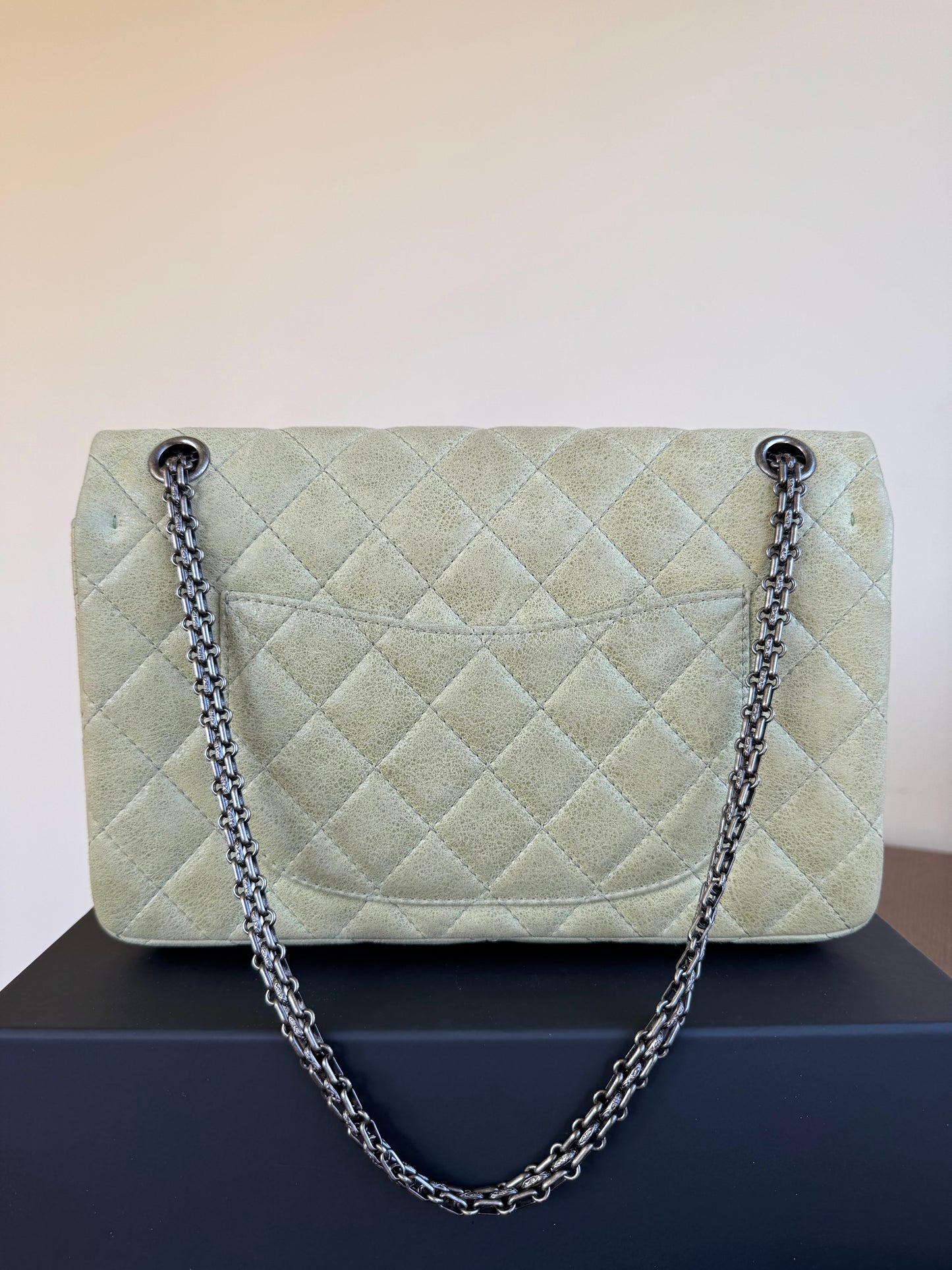 Pre-owned Chanel 2.55 Reissue Large 226 Pistachio Green Nubuck Flap Bag