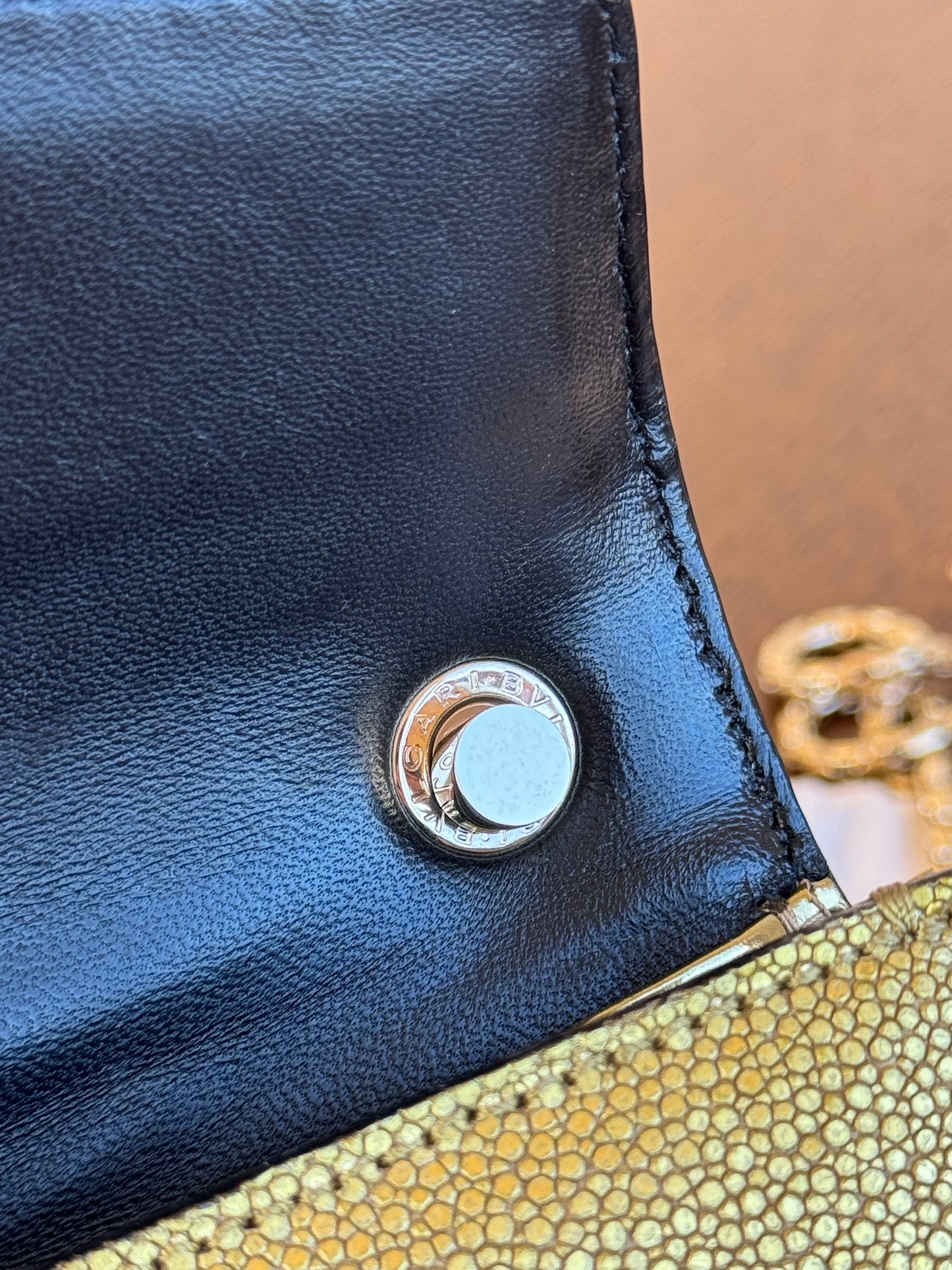 Pre-owned Bvlgari Serpenti Forever Small Gold Stingray Shoulder Bag