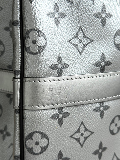 Pre-owned Louis Vuitton Keepall 50 Black Silver Eclipse Split Travel Bag
