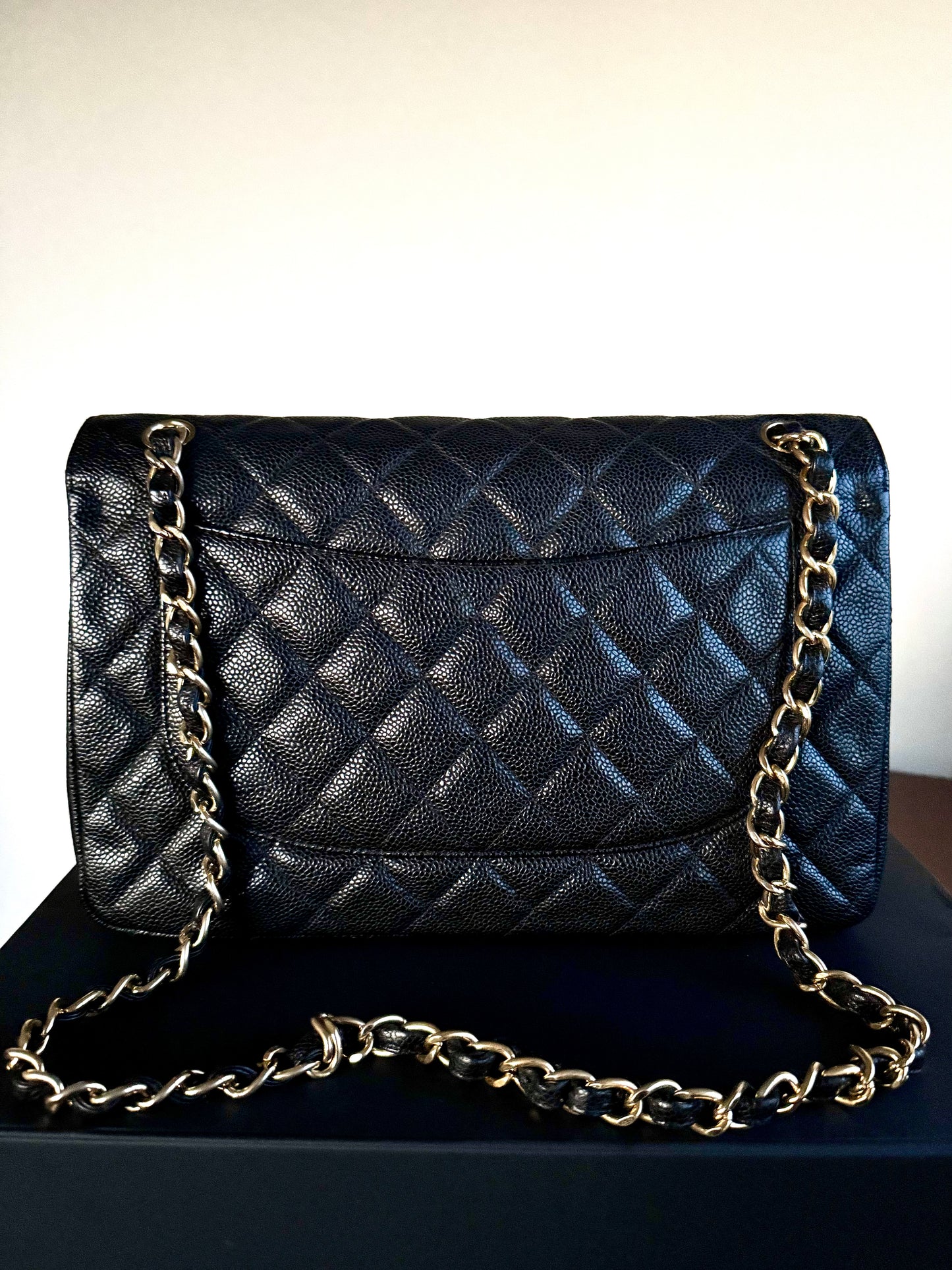 Pre-owned Chanel Timeless Classic Jumbo Black Caviar Flap Bag