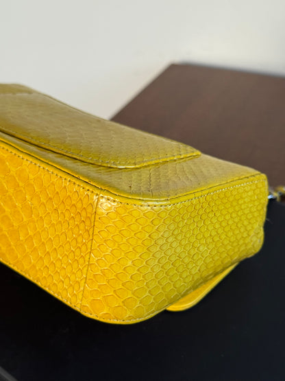 Pre-owned Chanel Timeless Mini Rectangle Yellow Python Flap Bag