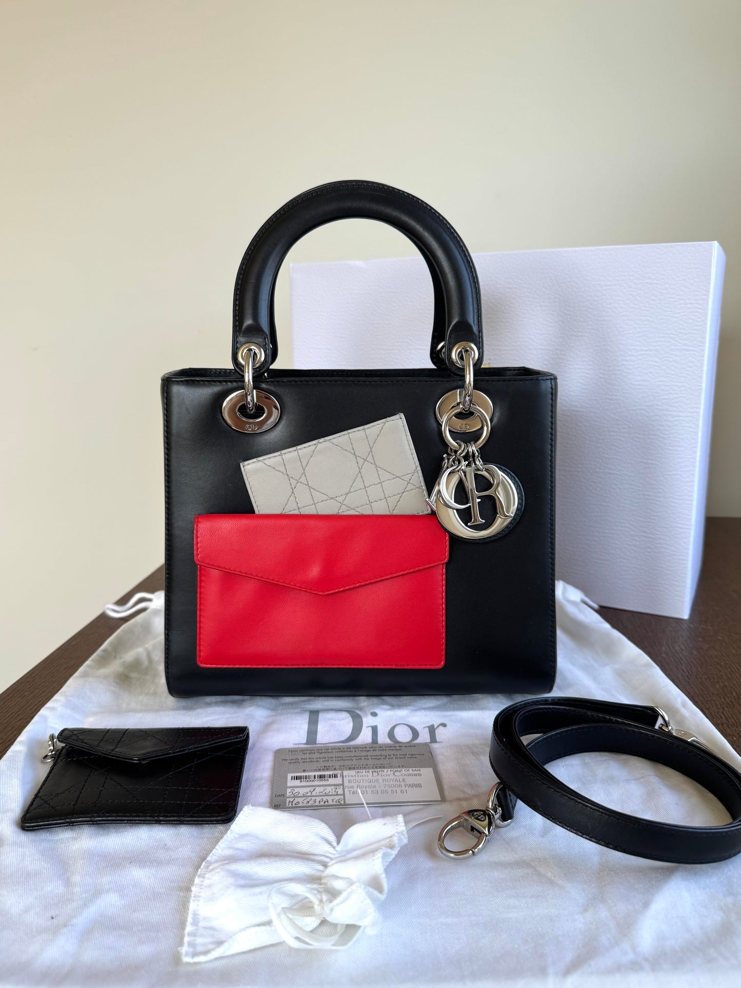 Pre-owned Dior Lady Dior Medium Pockets Multicolor Leather Bag