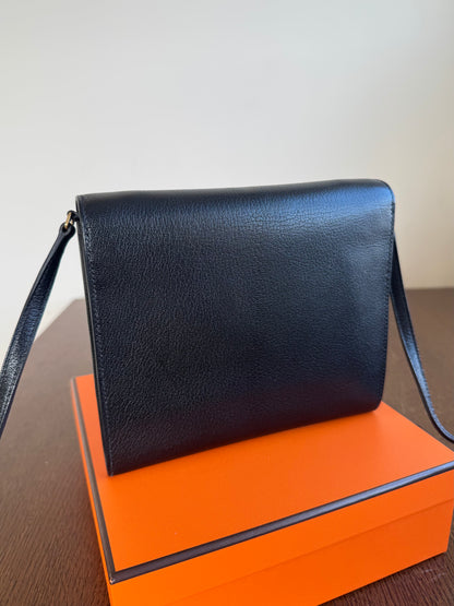 Pre-owned Hermès Cinhetic To Go Black Chèvre Mysore Bag