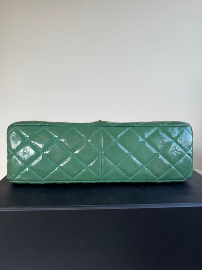 Pre-owned Chanel 2.55 Reissue Maxi 227 Dark Green Patent Leather Flap Bag