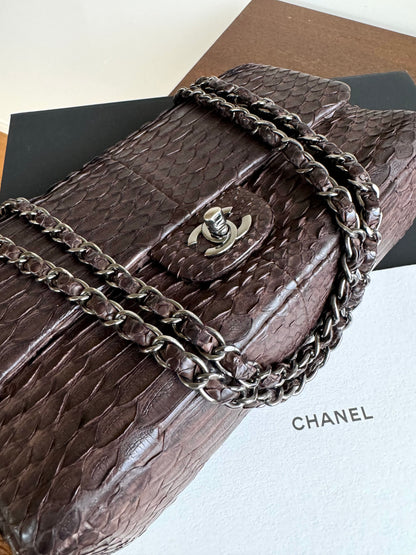 Pre-owned Chanel Timeless Classic Standard Python Flap Bag