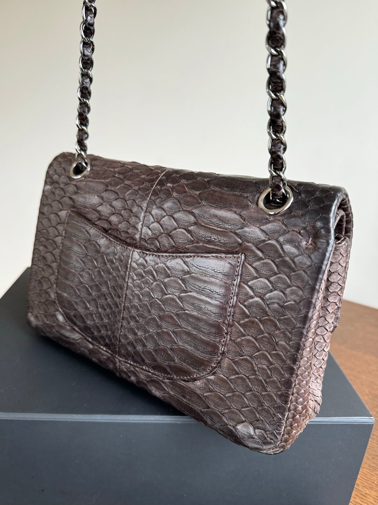 Pre-owned Chanel Timeless Classic Standard Python Flap Bag