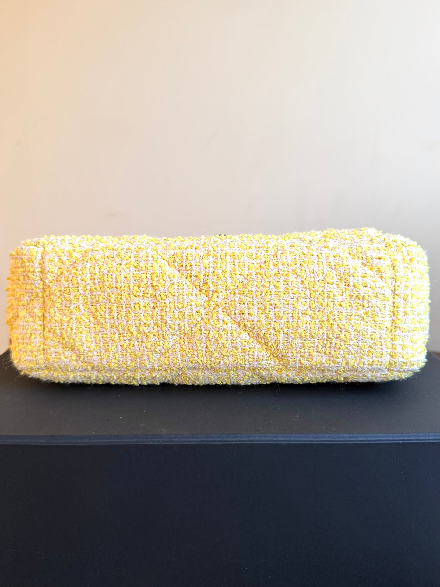 Pre-owned Chanel 19 Small Yellow Tweed Flap Bag