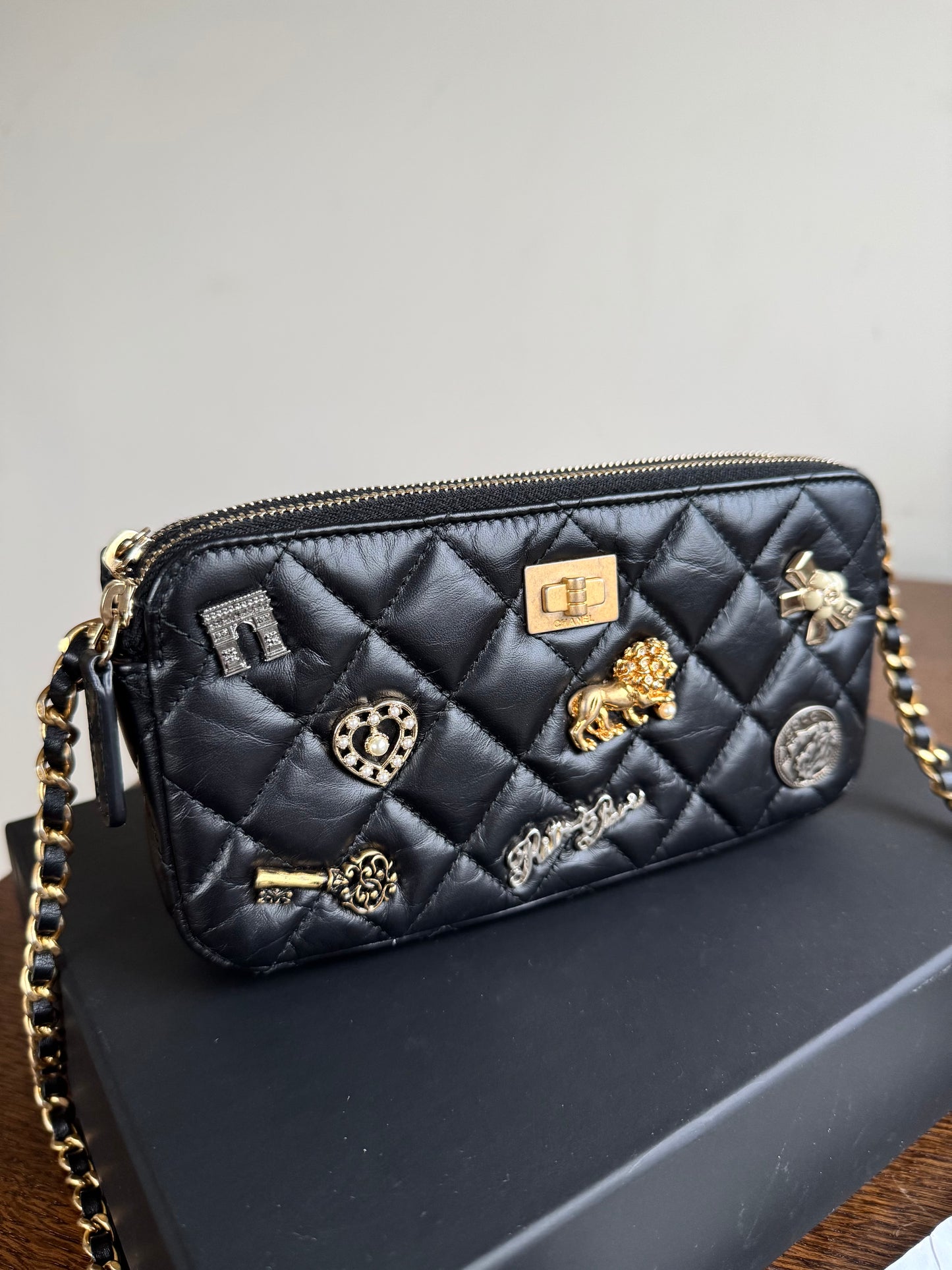 Pre-owned Chanel 2.55 Chain Wallet Lucky Charms Clutch Bag