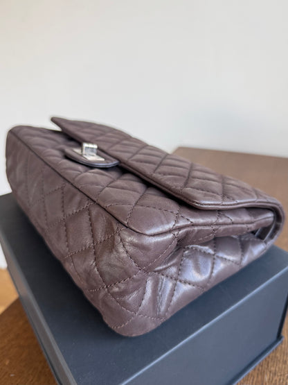 Pre-owned Chanel 2.55 Reissue Large 226 Chocolate Iridescent Leather Flap Bag