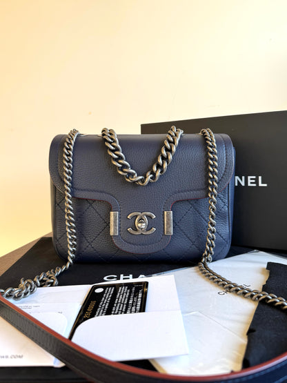 Pre-owned Chanel Archi Chic Navy Blue Leather Flap Bag
