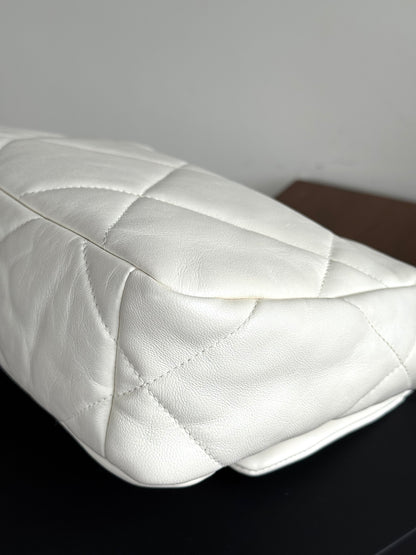 Pre-owned Chanel 19 Small Creamy White Lambskin Flap Bag