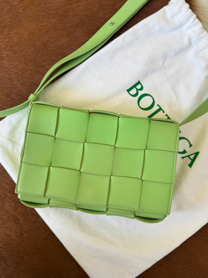 Pre-owned Bottega Veneta Cassette Green Lambskin Flap Bag