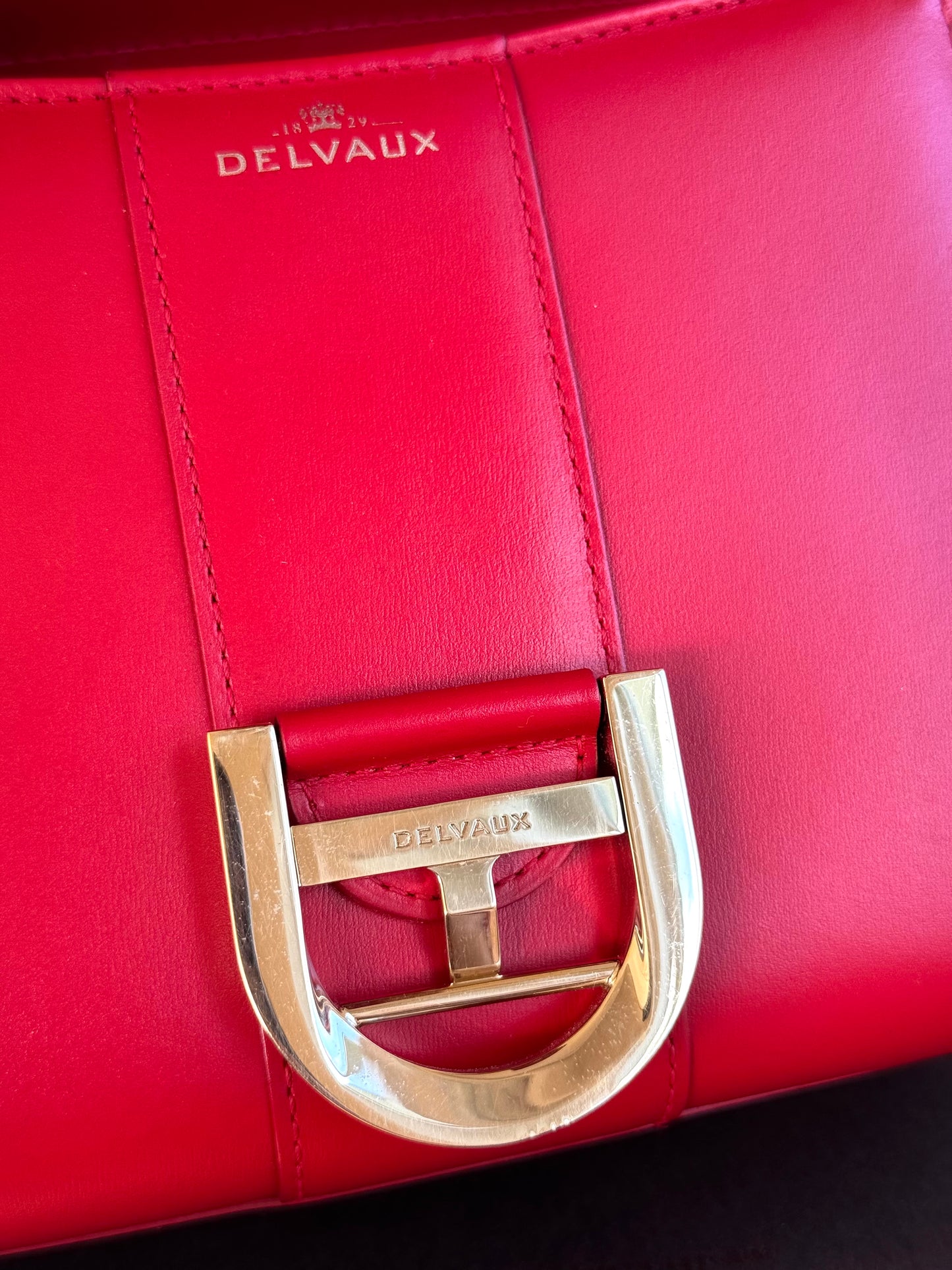 Pre-owned Delvaux Brillant Mini Red Box Calf Bag