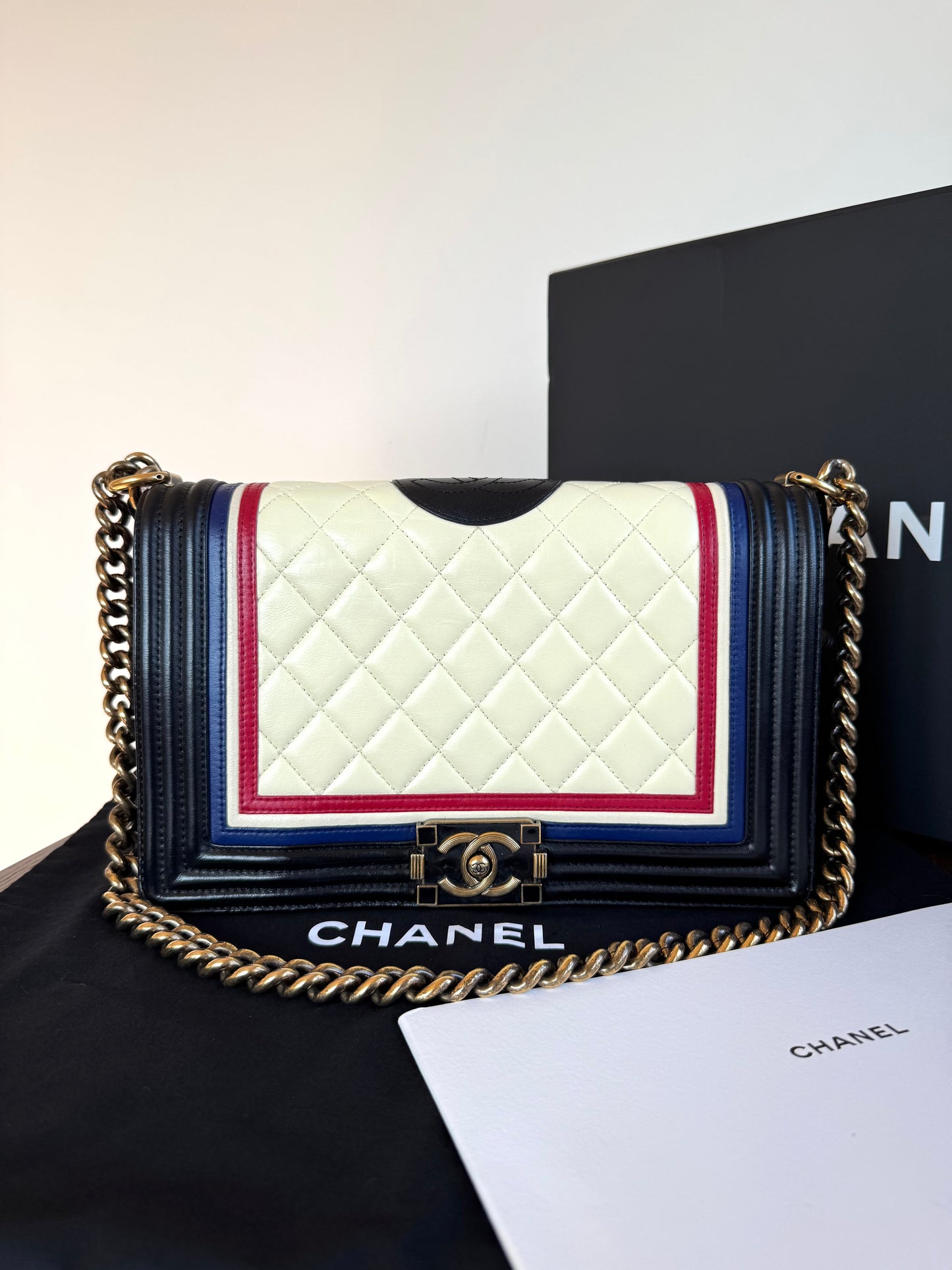 Pre-owned Chanel Boy Large Crest-Embellished Multicolores Bag