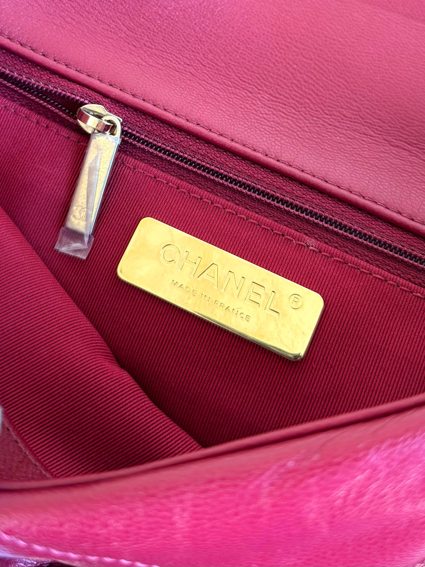 Pre-owned Chanel 19 Large Red Lambskin Flap Bag