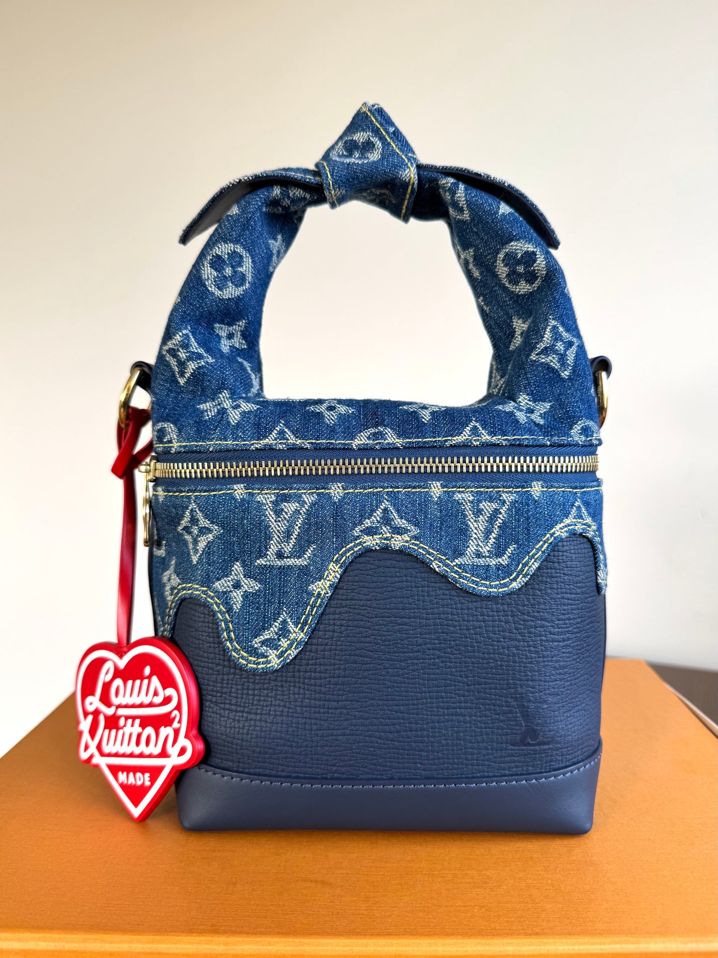 Pre-owned Louis Vuitton x Nigo Monogram Blue Denim Japanese Cruiser Bag