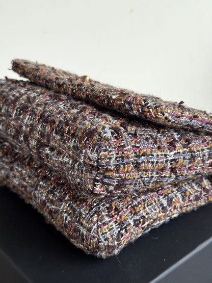 Pre-owned Chanel Knock On Wood Brown Tweed Top Handle Flap Bag