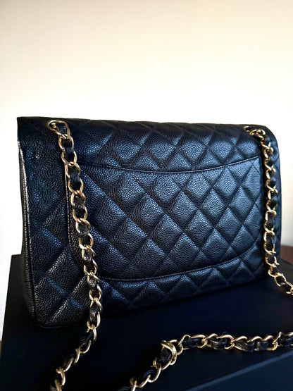 Pre-owned Chanel Timeless Classic Jumbo Black Caviar Flap Bag