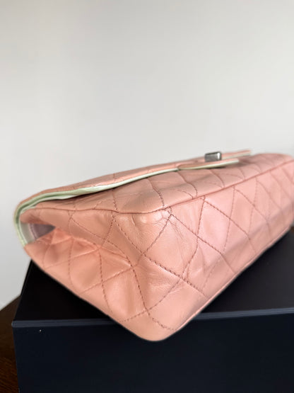 Pre-owned Chanel 2.55 Maxi 227 Rose Mint Lambskin Flap Bag