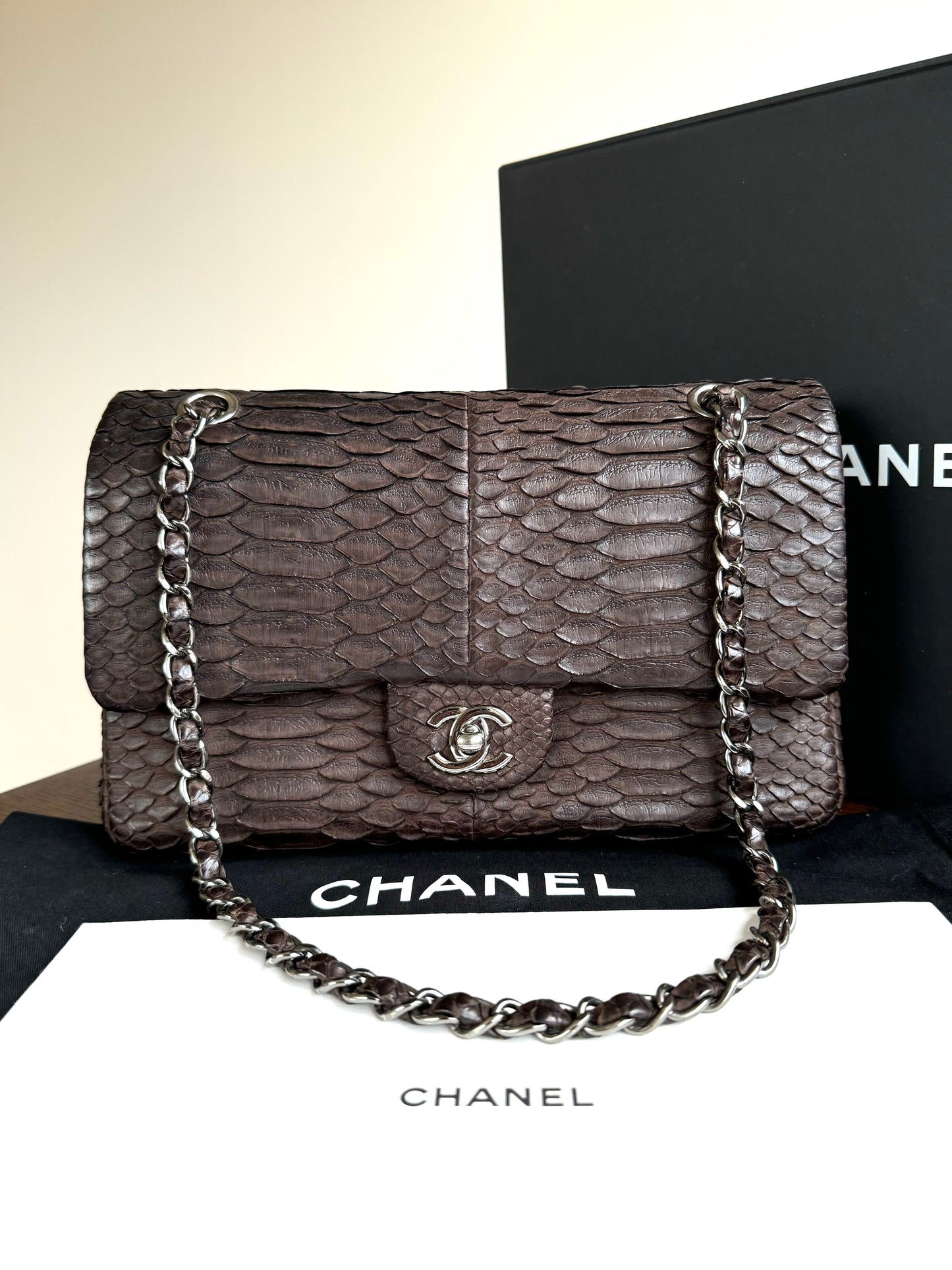 Pre-owned Chanel Timeless Classic Standard Python Flap Bag