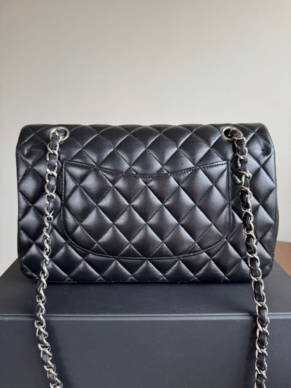 Pre-owned Chanel Timeless Classic Medium Black Lambskin Flap Bag