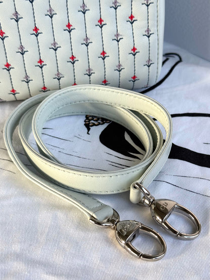 Pre-owned Dior Lady Dior Medium Baby Blue Embroidered Flower Calfskin Bag