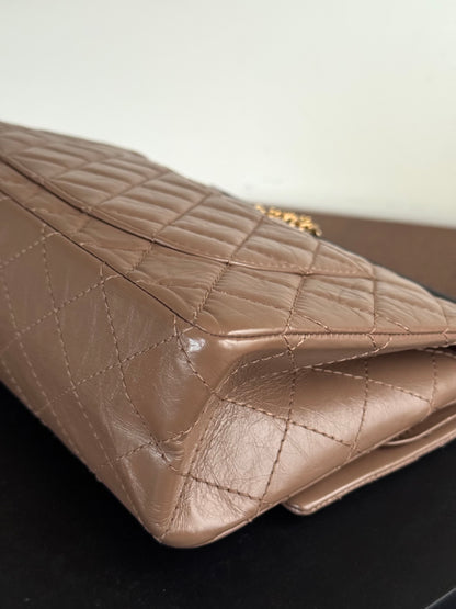 Pre-owned Chanel 2.55 Reissue Large 226 Taupe Leather Flap Bag