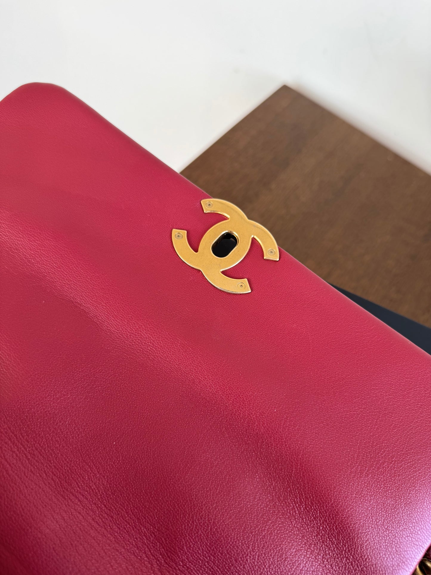 Pre-owned Chanel 19 Large Red Lambskin Flap Bag