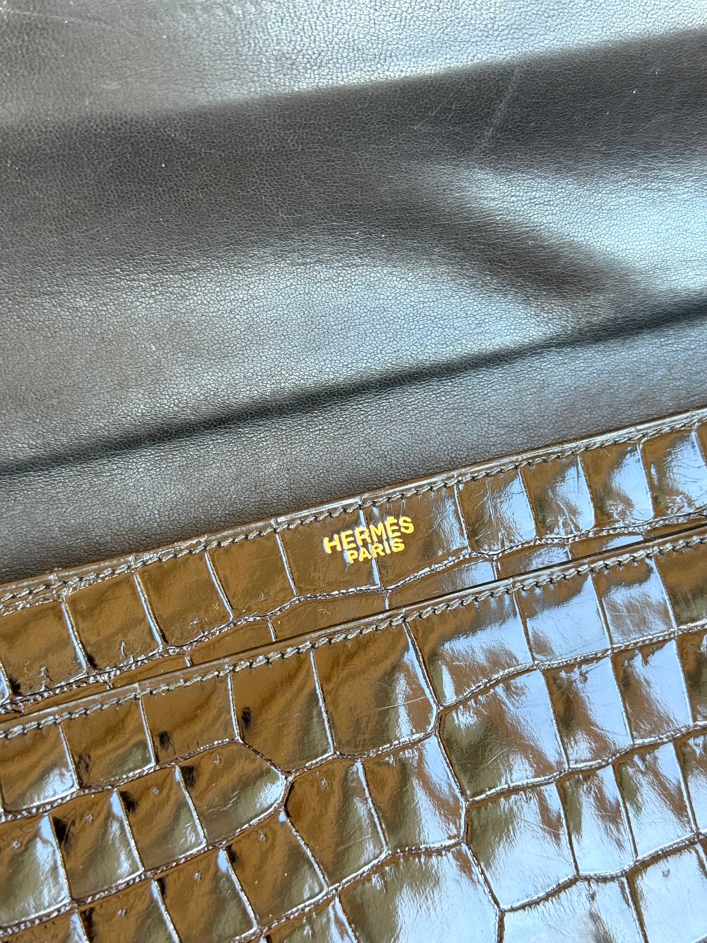 Pre-owned Hermès Vintage Escale Black Crocodile Handle Bag