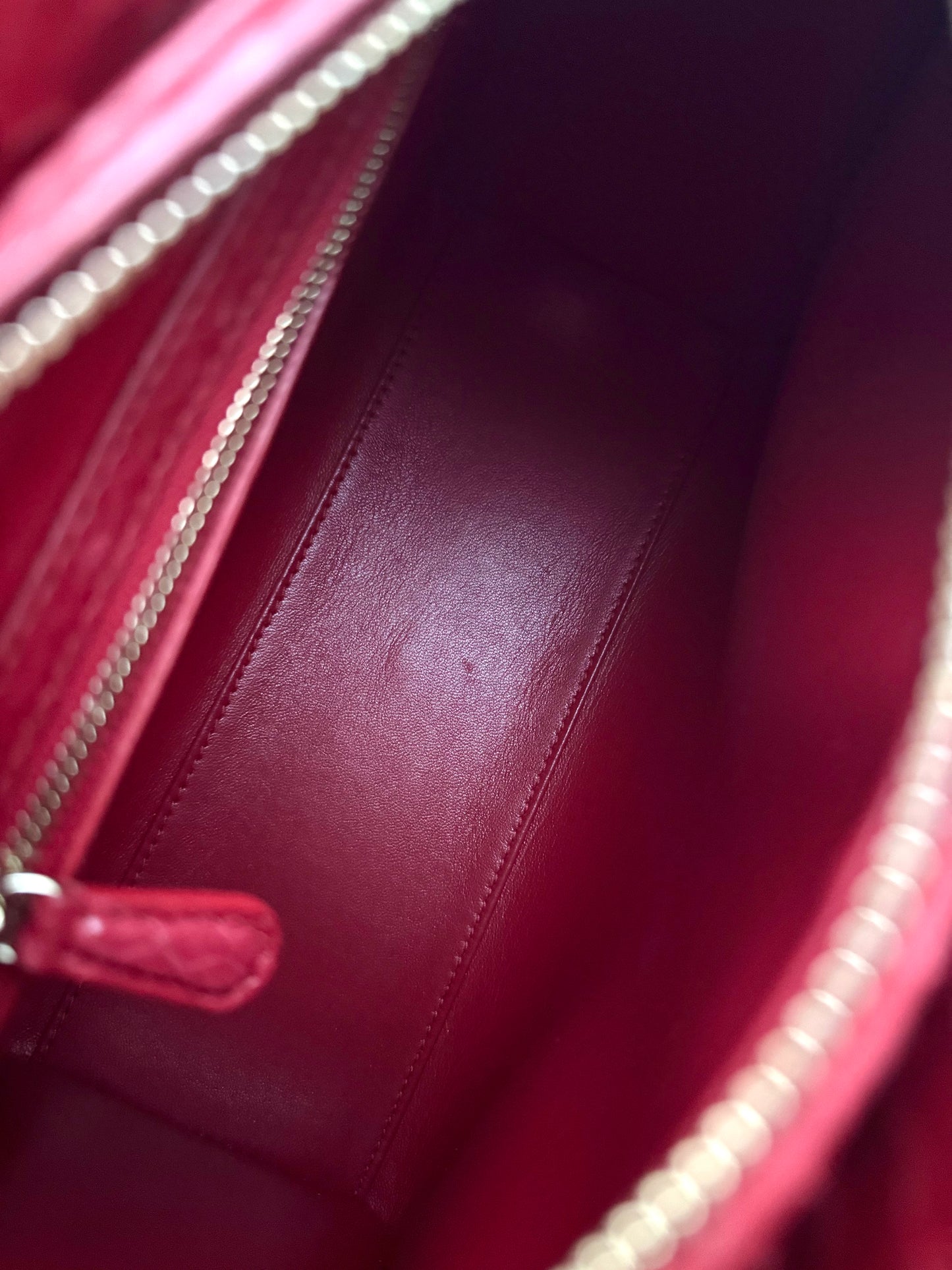 Pre-owned Dior Lady Dior Medium Red Python Bag
