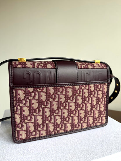 Pre-owned Dior 30 Montaigne Medium Burgundy Canvas Leather Bag