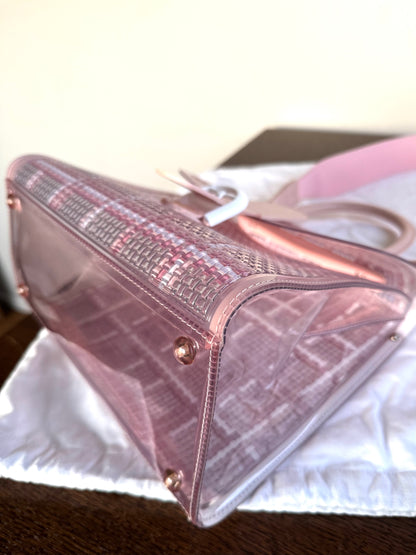 Pre-owned Delvaux Vinyl Gingham The Dreamer Brillant MM Pink Bag