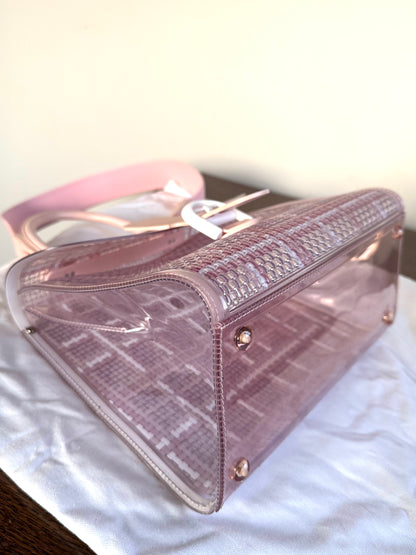 Pre-owned Delvaux Vinyl Gingham The Dreamer Brillant MM Pink Bag