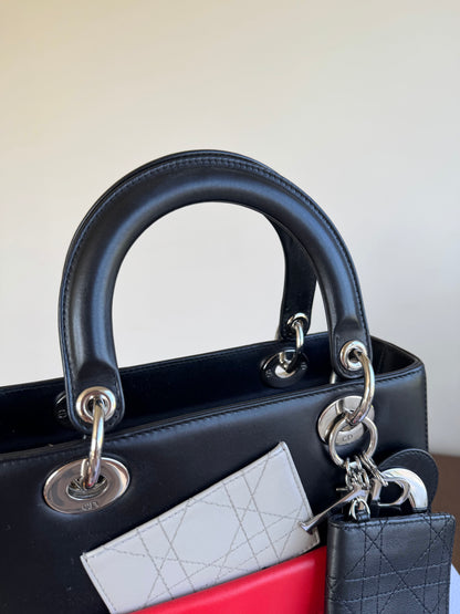 Pre-owned Dior Lady Dior Medium Pockets Multicolor Leather Bag