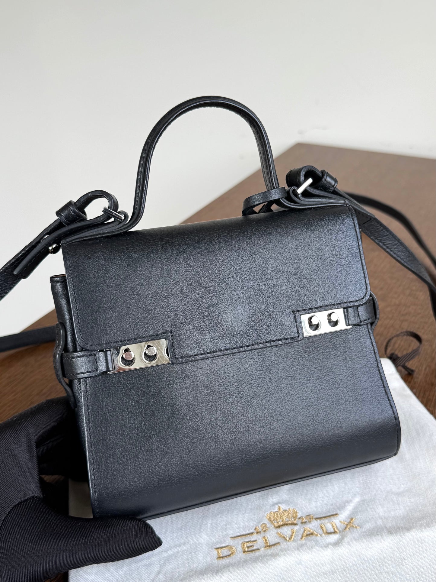 Pre-owned Delvaux Tempête Micro Black Calfskin Bag